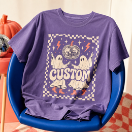 Custom Halloween Comfort Colors 1717 t-shirt with disco ghost artwork