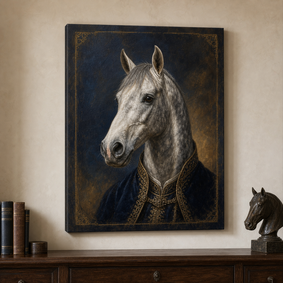 Custom Horse Regal Oil Portrait Canvas