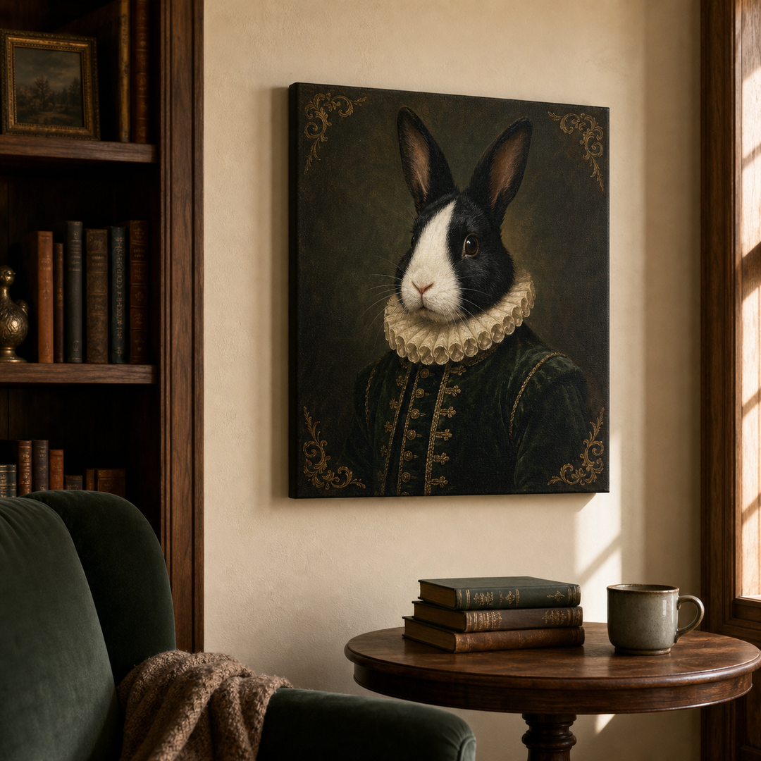 Custom Rabbit Regal Oil Portrait Canvas