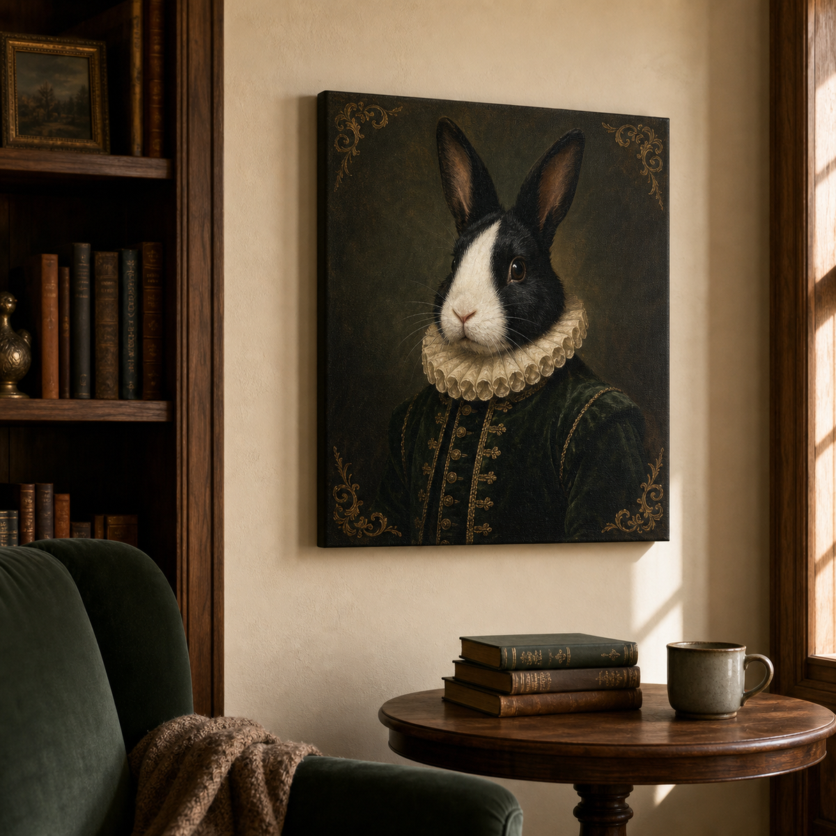 Custom Rabbit Regal Oil Portrait Canvas