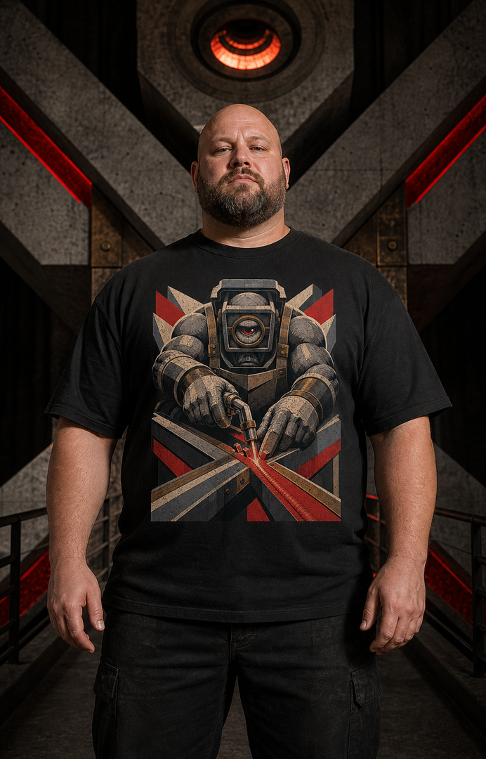 Cyclops Foundryman Brutalist Mythic Industrial Graphic Tee