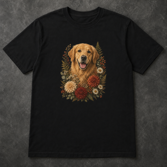 Custom Dog Botanical Bloom Portrait T-Shirt
