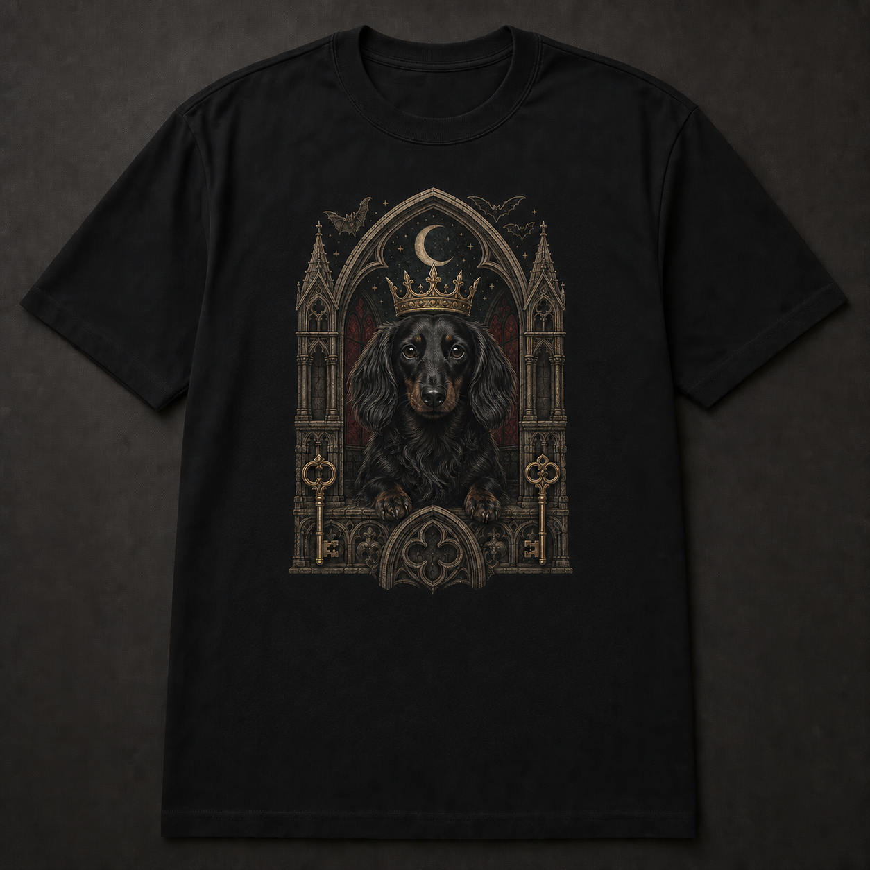 Custom Dog Gothic Cathedral Portrait T-Shirt example artwork