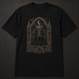 Custom dog Gothic Cathedral portrait T-shirt with realistic standard full-front print scale