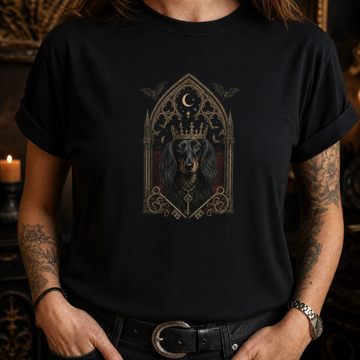 Custom Dog Gothic Cathedral Portrait T-Shirt