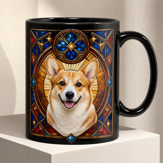 Custom Dog Stained Glass Portrait Mug