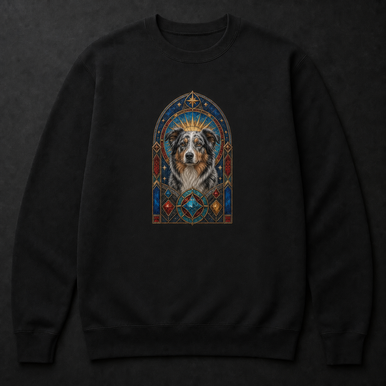 Custom Dog Stained Glass Portrait Sweatshirt example artwork