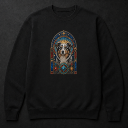 Custom dog Stained Glass sweatshirt with realistic standard full-front print scale
