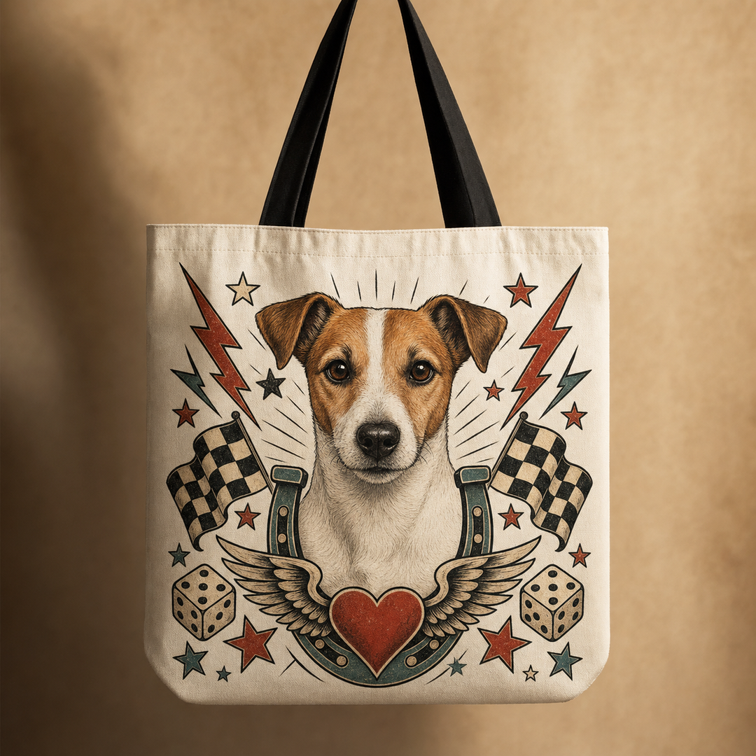 Custom Dog Vintage Tattoo Flash Tote Bag