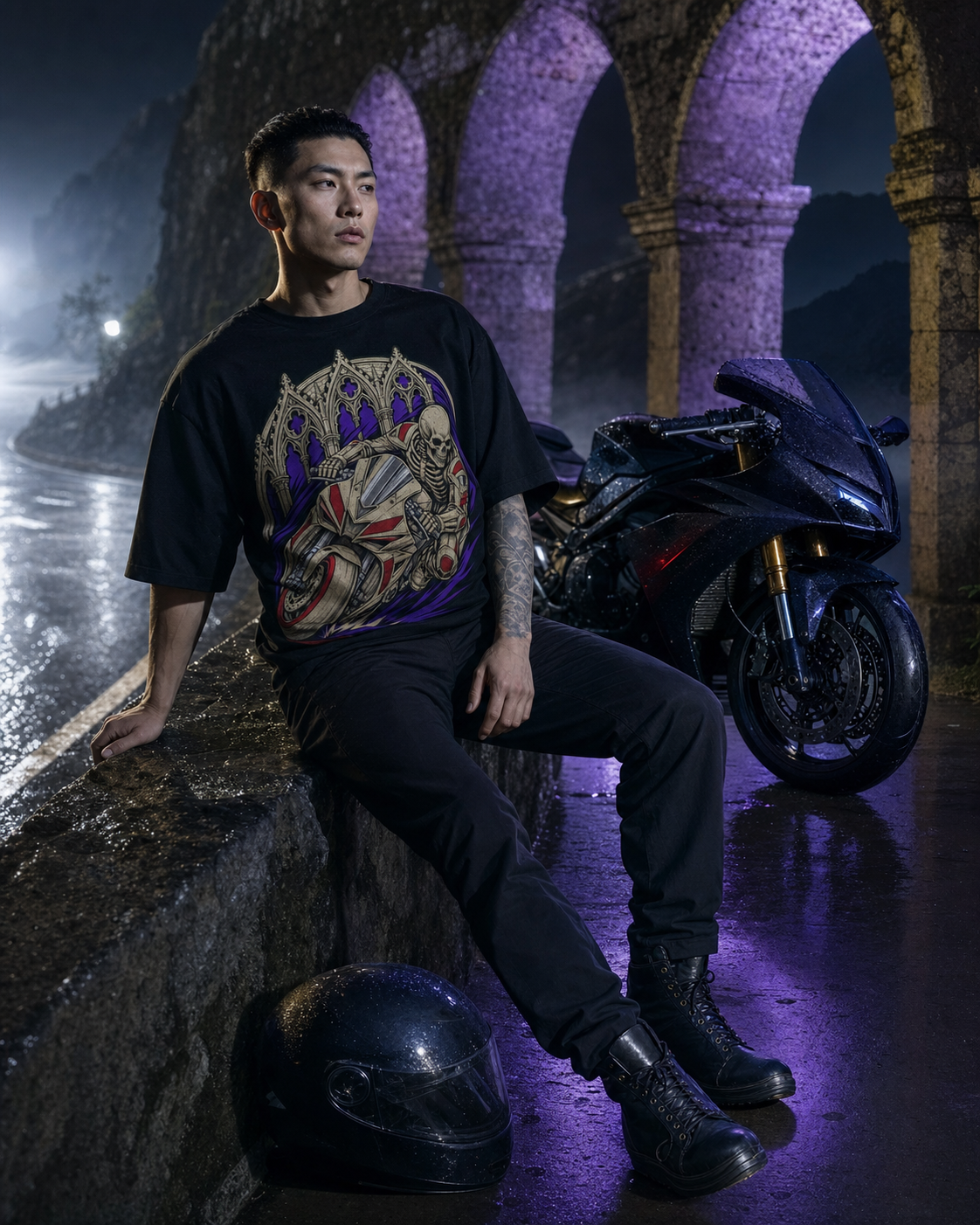 Reaper's Hairpin Gothic Motorcycle Graphic Tee