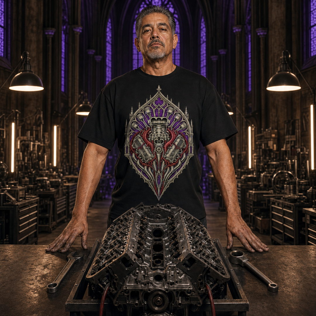 Reliquary V8 Gothic Engine Heart Graphic Tee