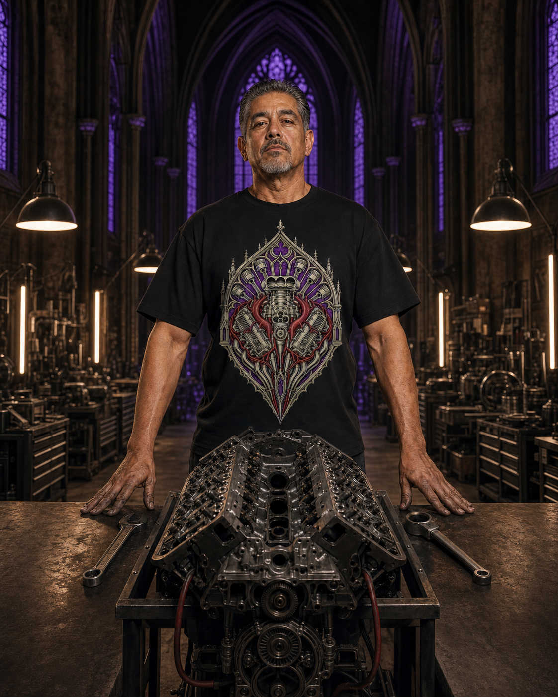 Reliquary V8 Gothic Engine Heart Graphic Tee