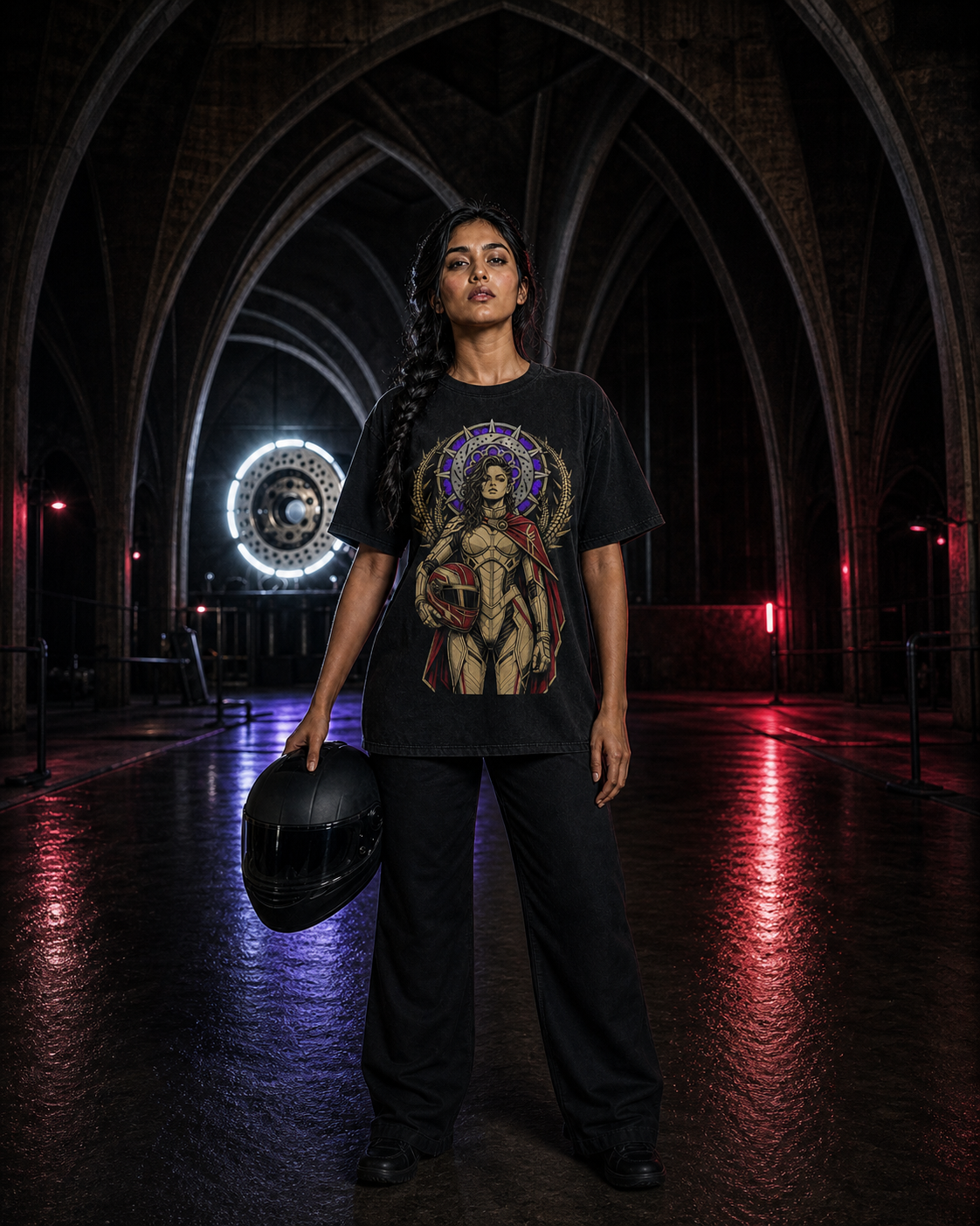 Saint of the Apex Gothic Racer Graphic Tee