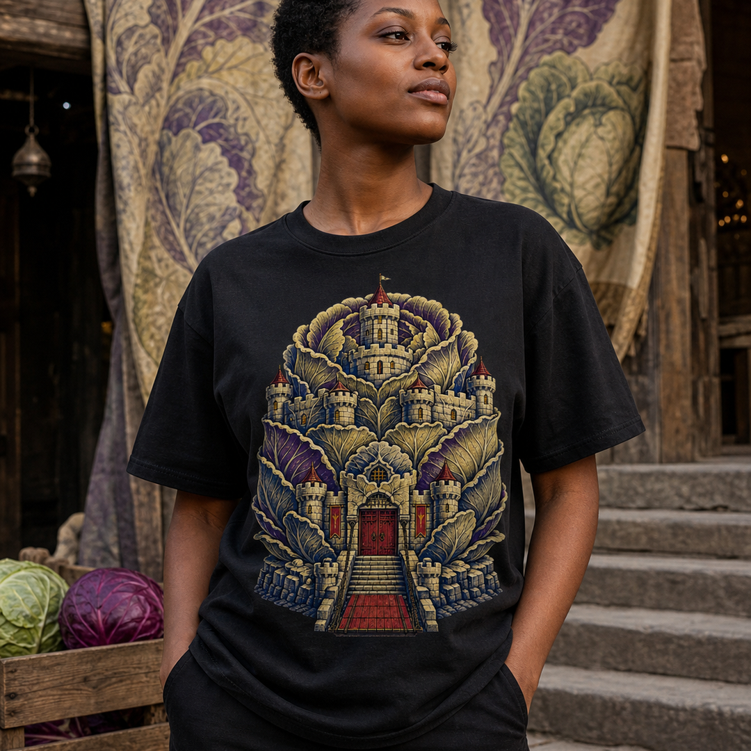 Cabbage Citadel Medieval Woodcut Graphic Tee