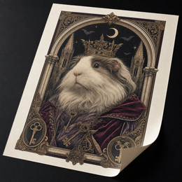 Custom guinea pig Gothic Cathedral fine-art poster, paper detail
