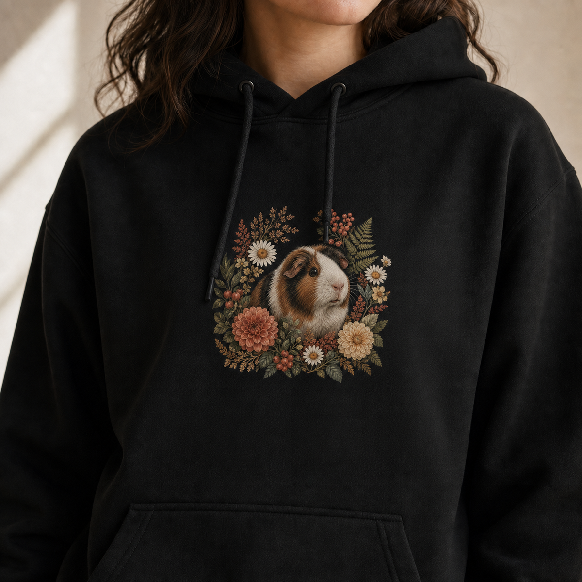 Custom Guinea Pig Botanical Bloom Portrait Hoodie