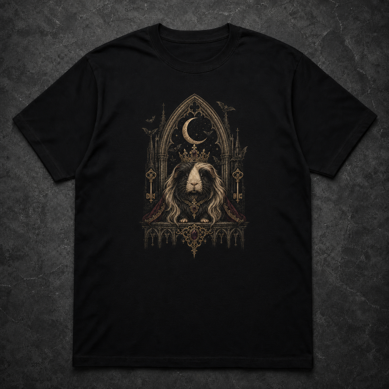 Custom Guinea Pig Gothic Cathedral Portrait T-Shirt example artwork