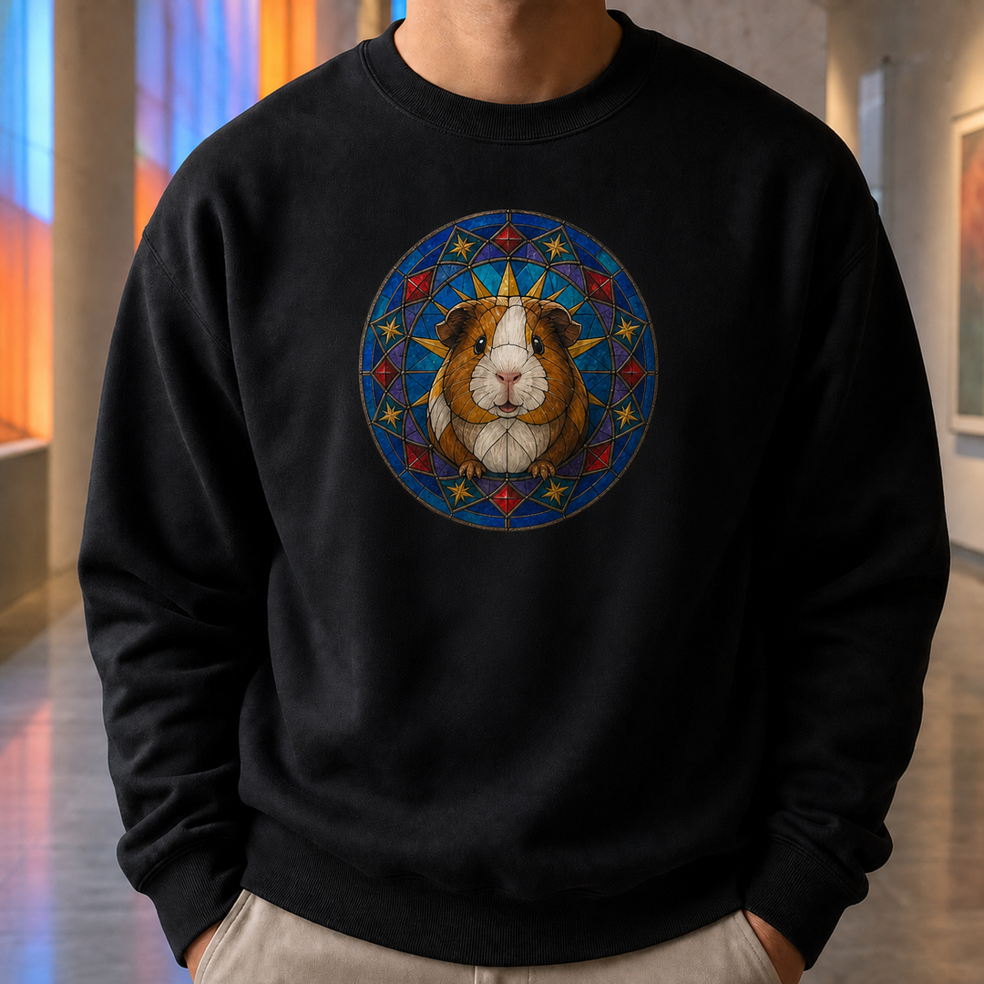 Custom Guinea Pig Stained Glass Portrait Sweatshirt