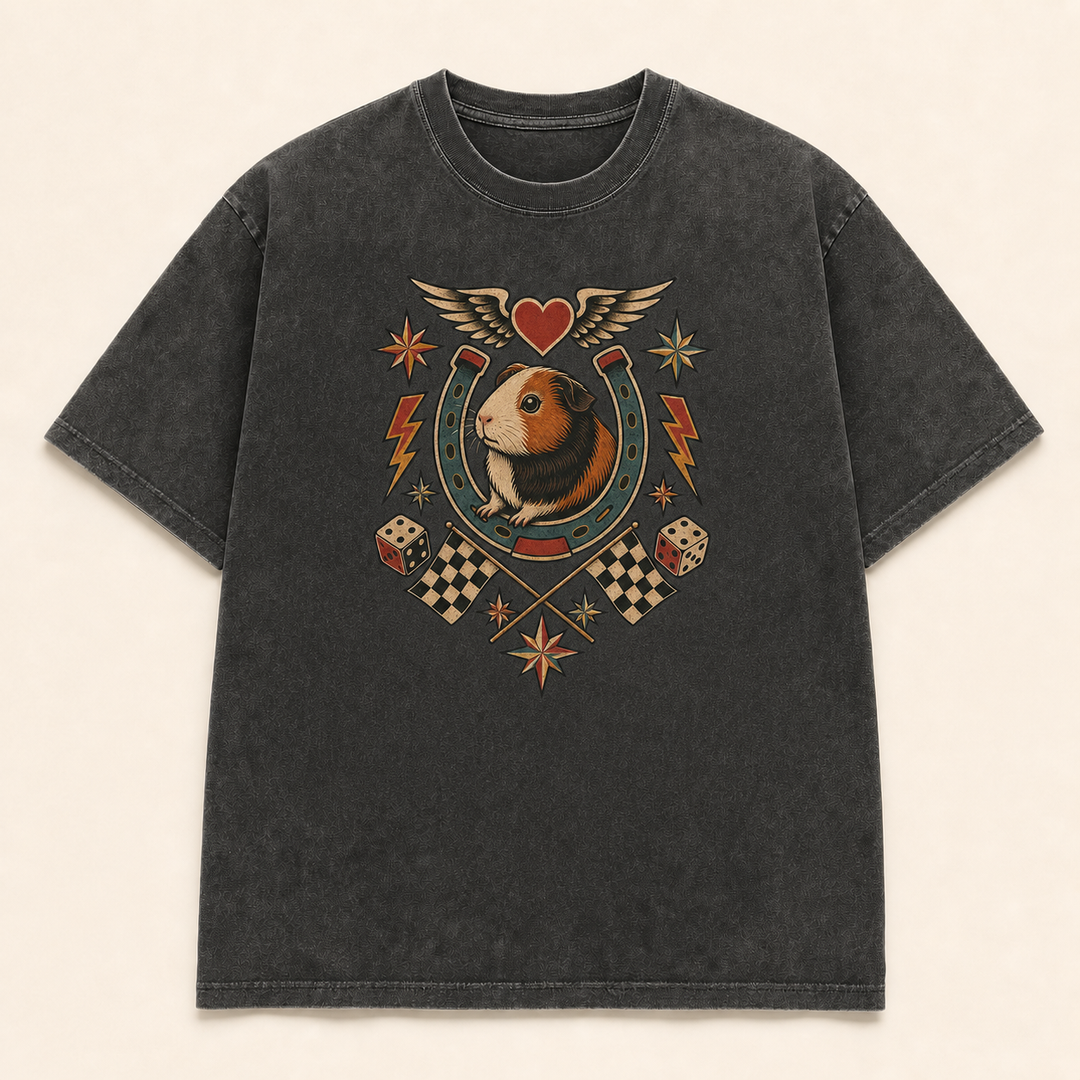 Custom Guinea Pig Vintage Tattoo Flash T-Shirt