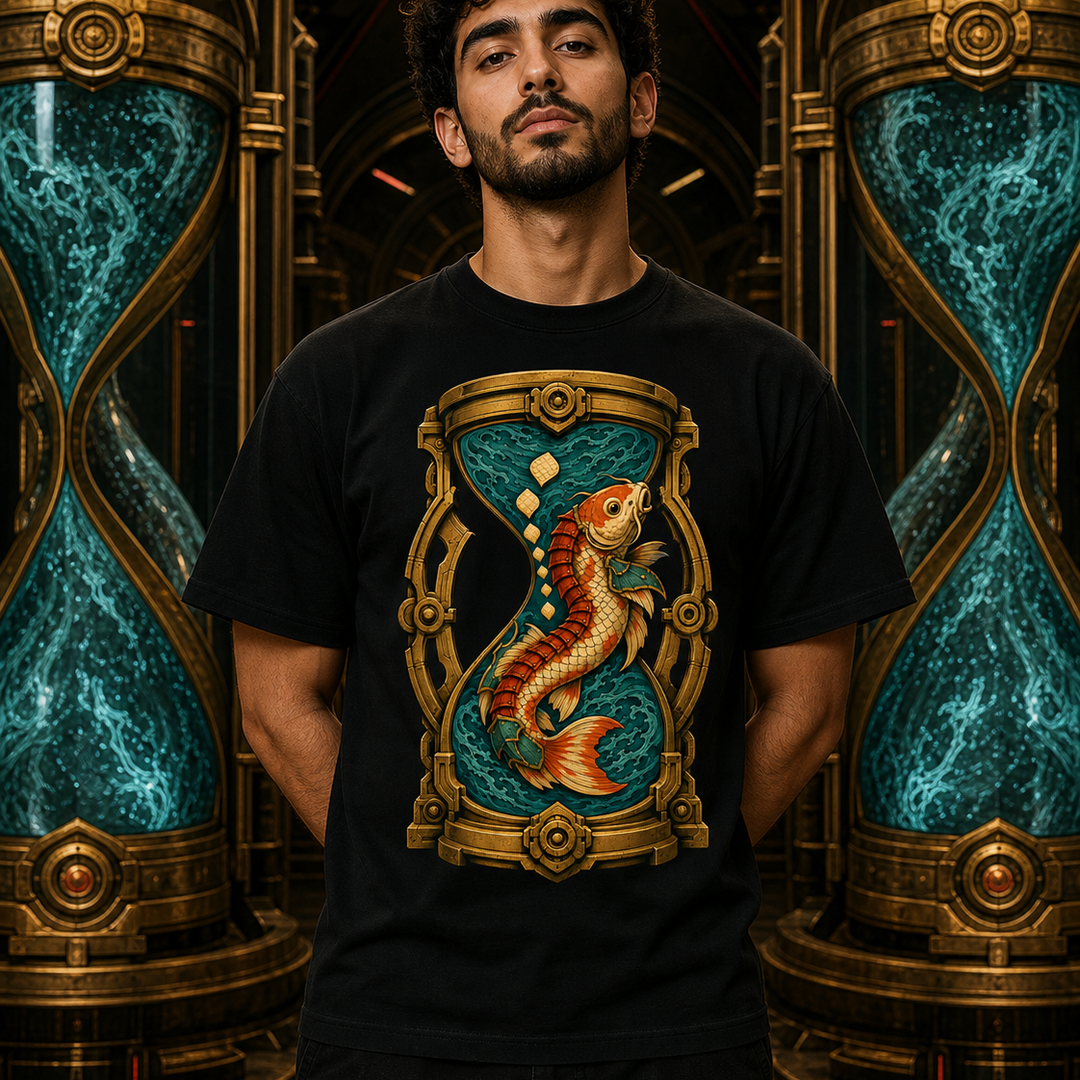 Hourglass Pond General Surrealist Koi Samurai Graphic Tee
