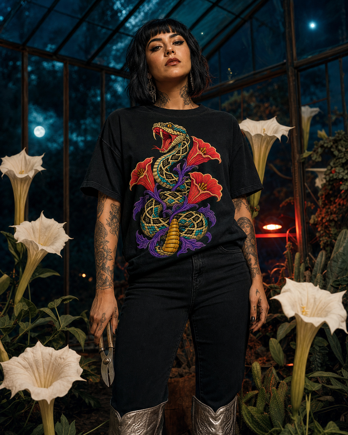 Datura Rattler Embroidered Western Graphic Tee