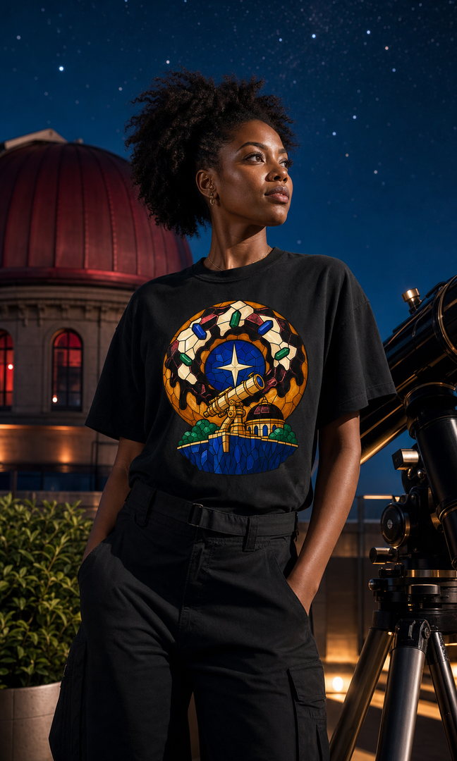 Donut Nebula Observatory Stained Glass Adventure Graphic Tee