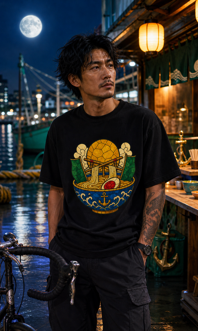 Ramen Moon Harbor Stained Glass Adventure Graphic Tee