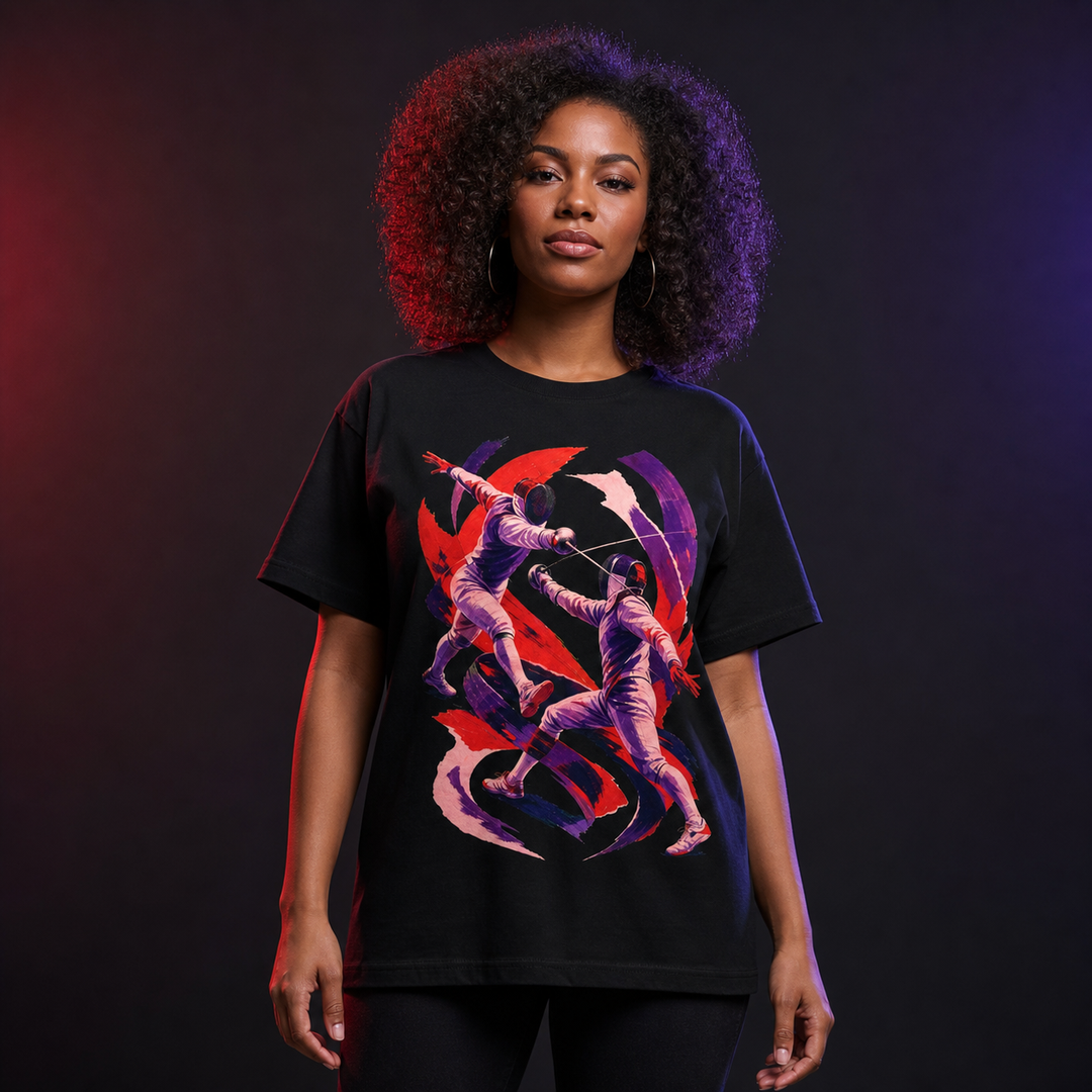 Red Violet Fencing Duel Graphic Tee