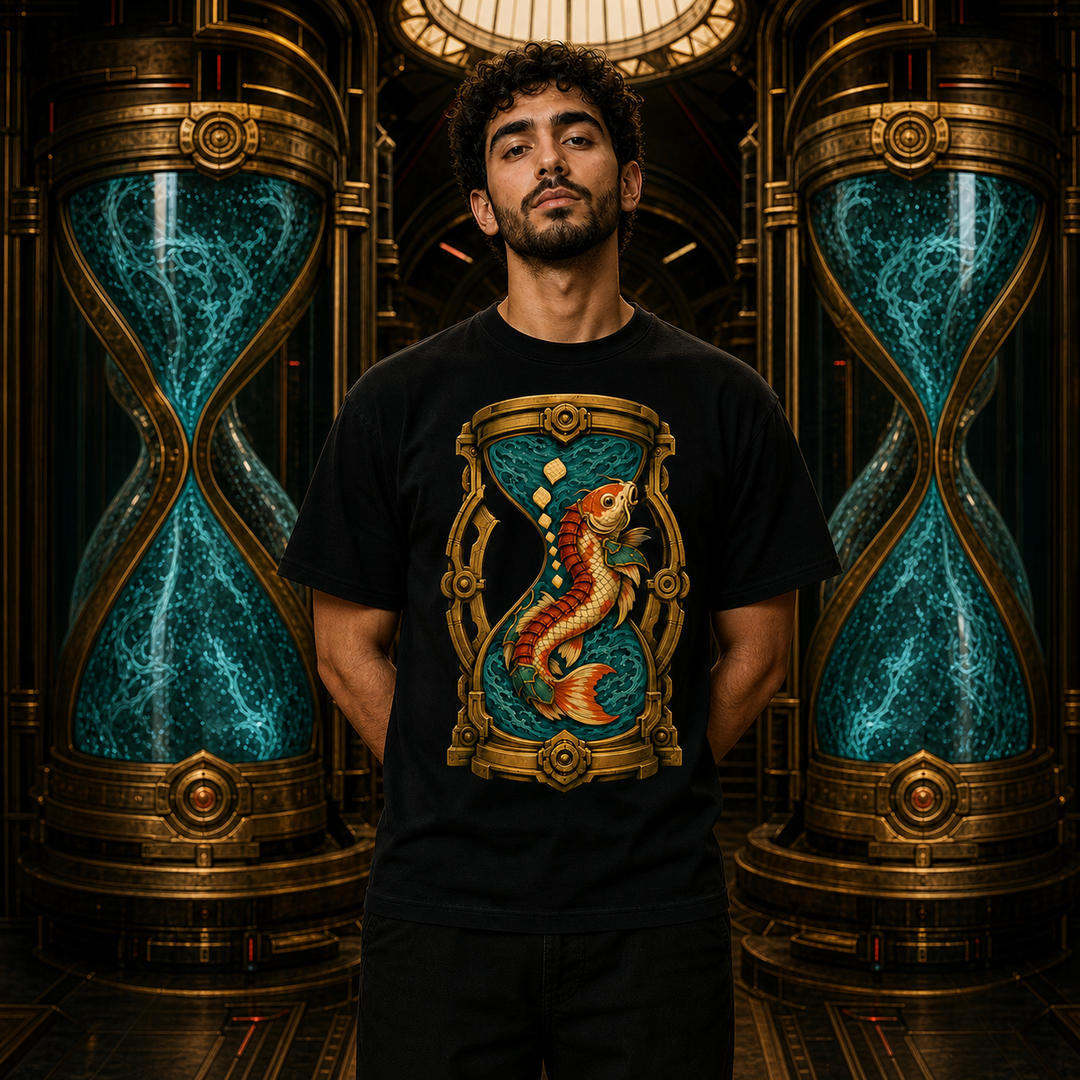 Hourglass Pond General Surrealist Koi Samurai Graphic Tee