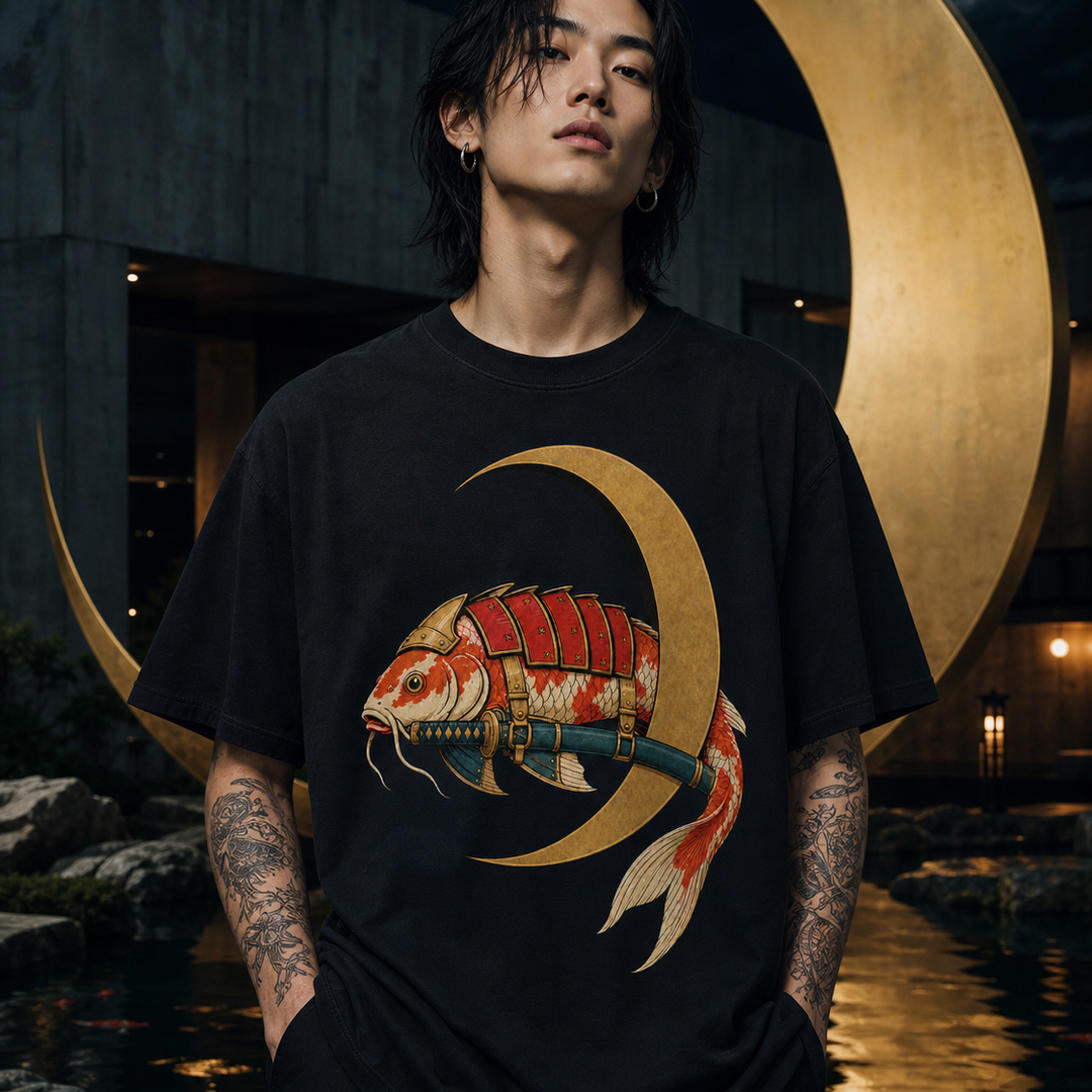 Moon Gate Ronin Surrealist Koi Samurai Graphic Tee
