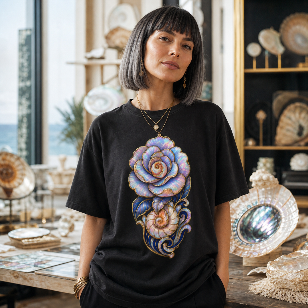 Opal Camellia Shell Graphic Tee
