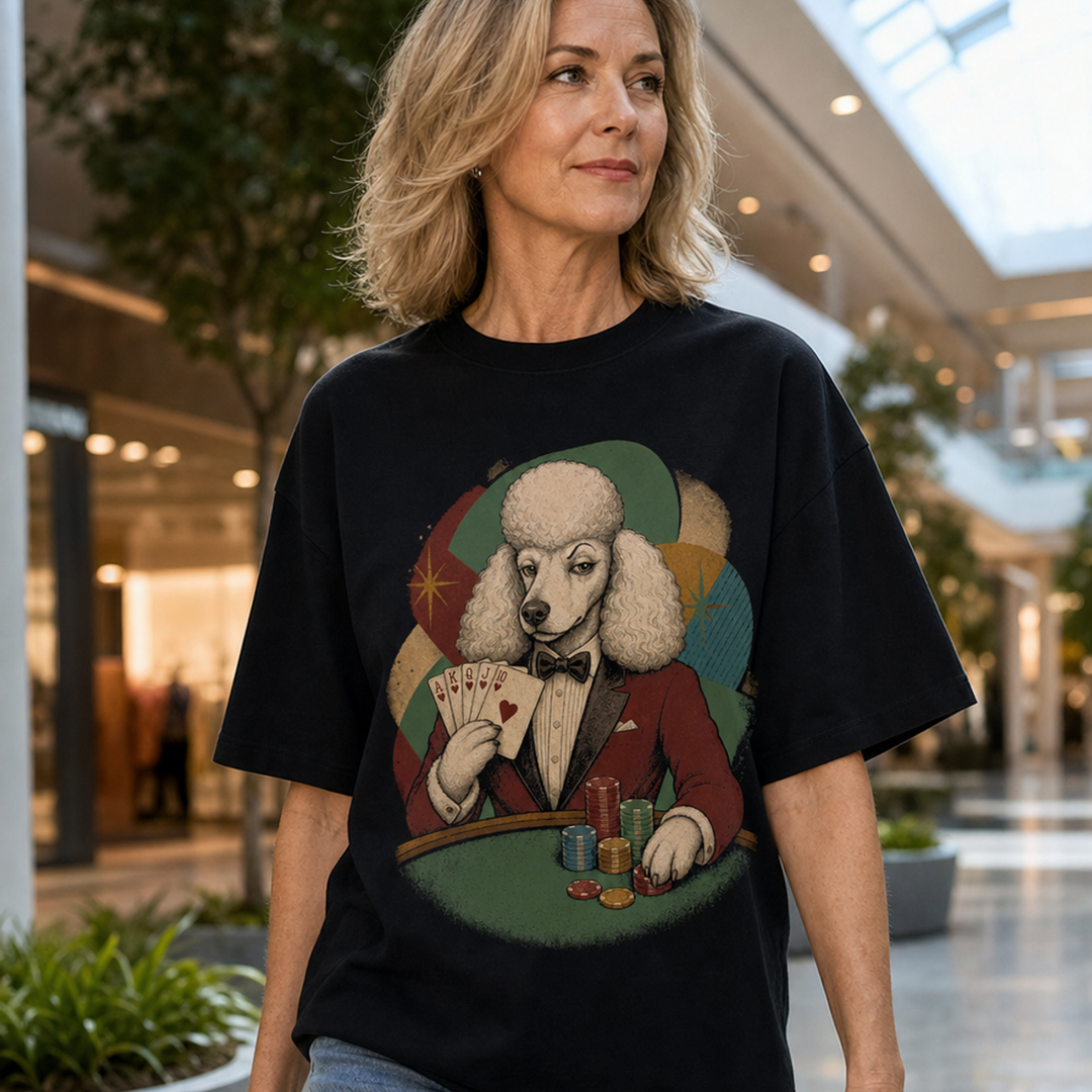 Poodle Royal Flush Vintage Card-Room Graphic Tee