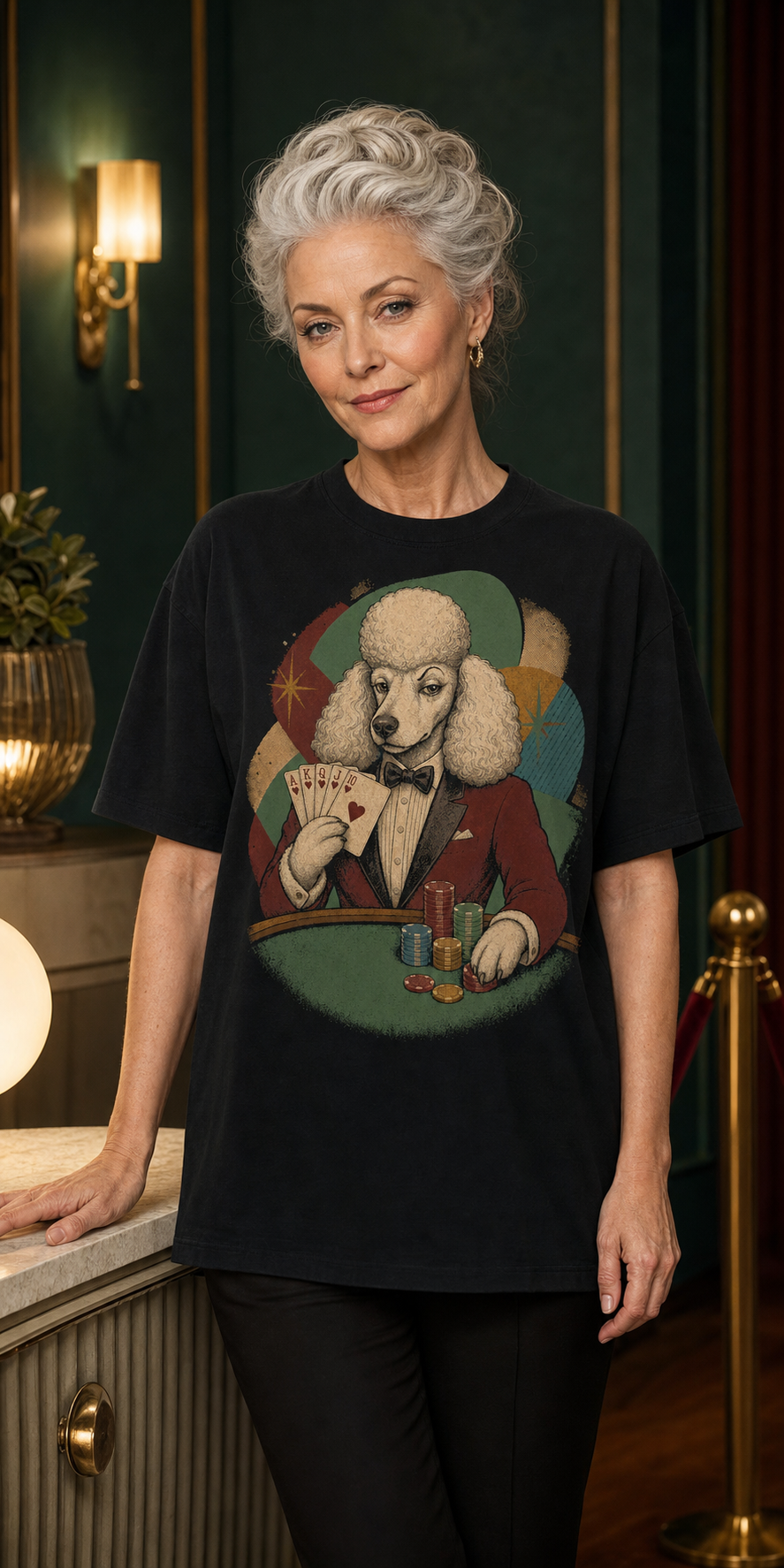 Poodle Royal Flush Vintage Card-Room Graphic Tee