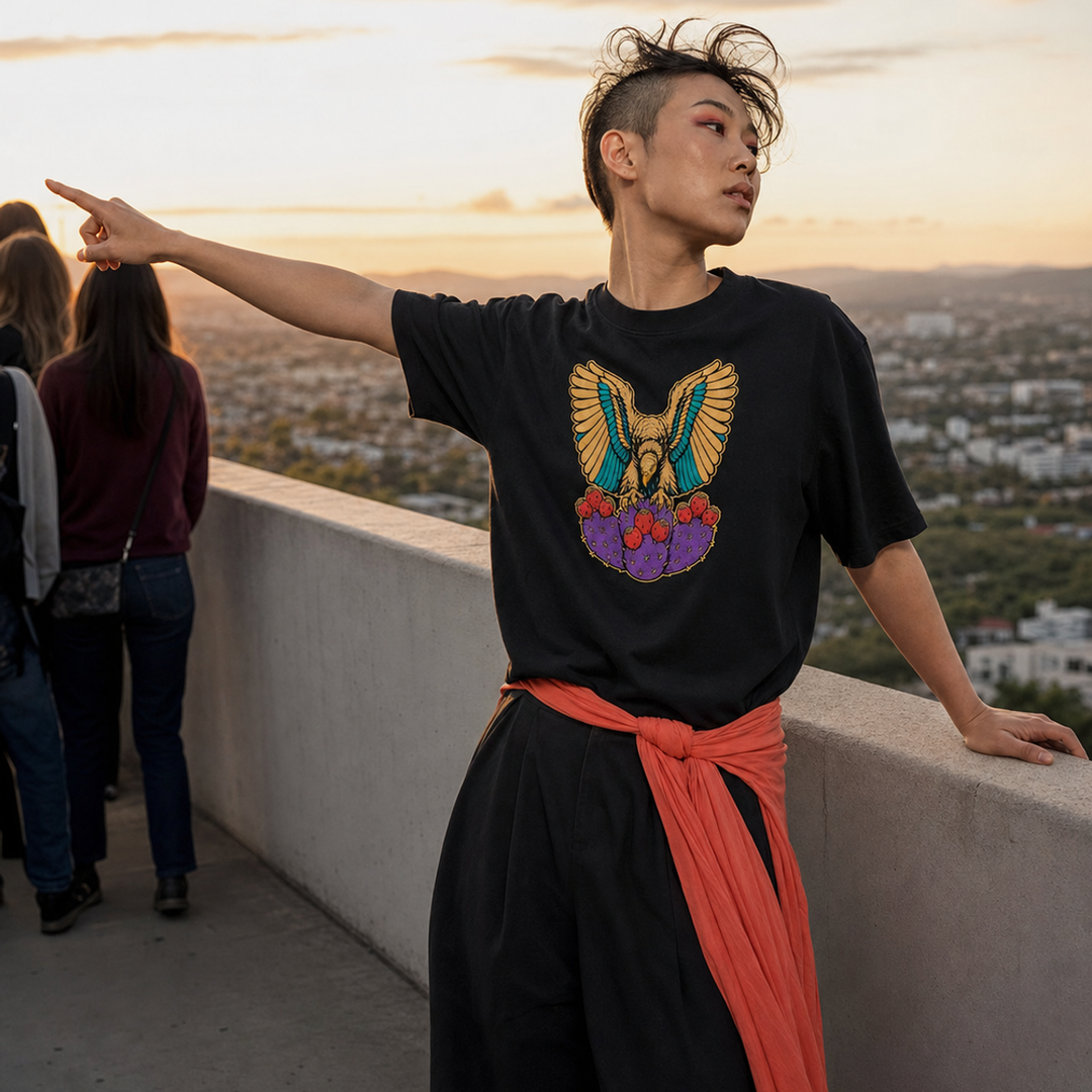 Prickly Pear Vulture Embroidered Western Graphic Tee
