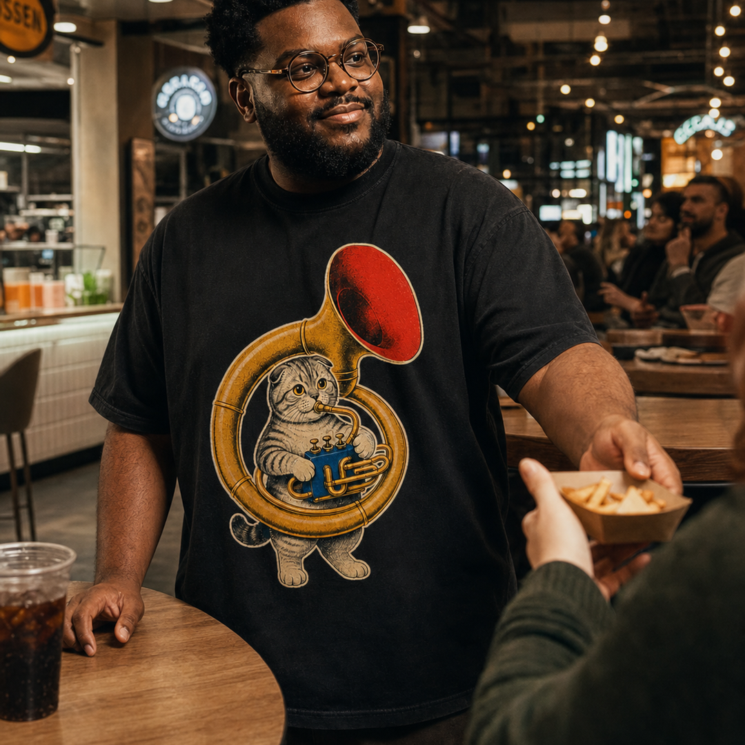 Scottish Fold Sousaphone Hard-Bop Collage Graphic Tee
