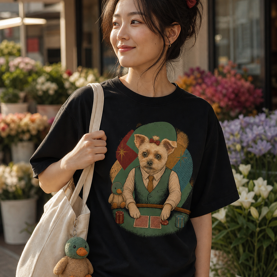 Shih Tzu Poker Face and Support Duck Graphic Tee