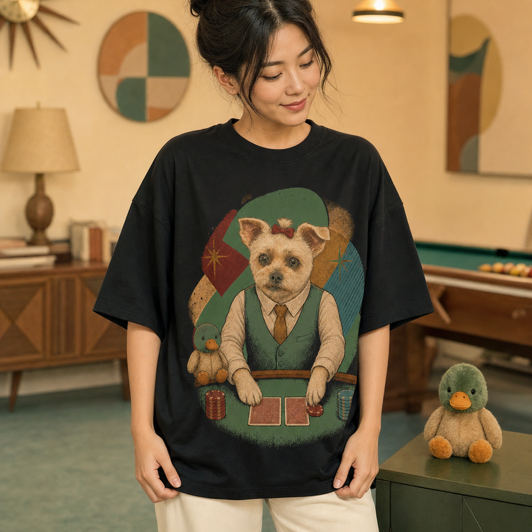 Shih Tzu Poker Face and Support Duck Graphic Tee