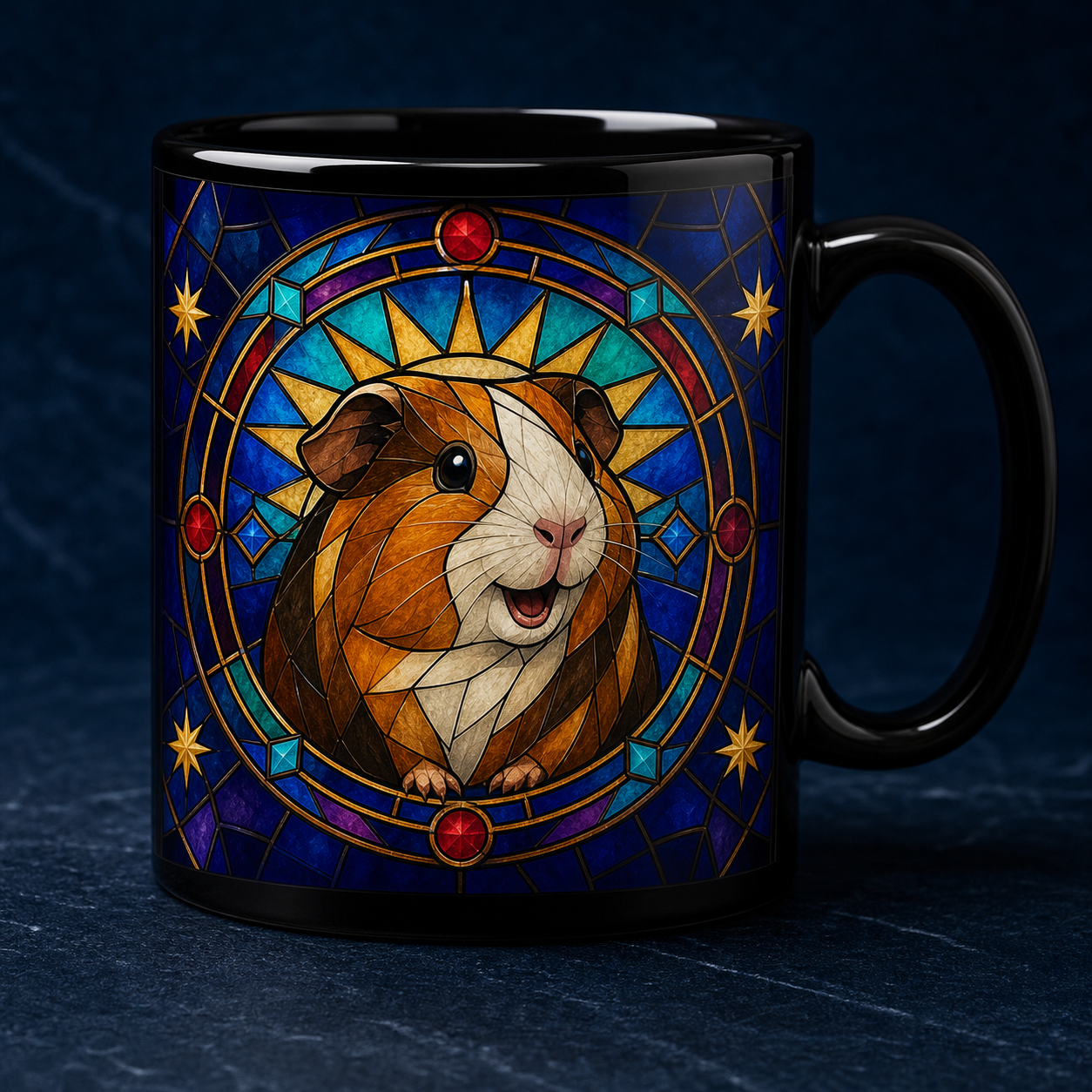 Custom Guinea Pig Stained Glass Portrait Mug example artwork