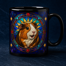 Custom guinea pig geometric celestial stained-glass mug, catalog view