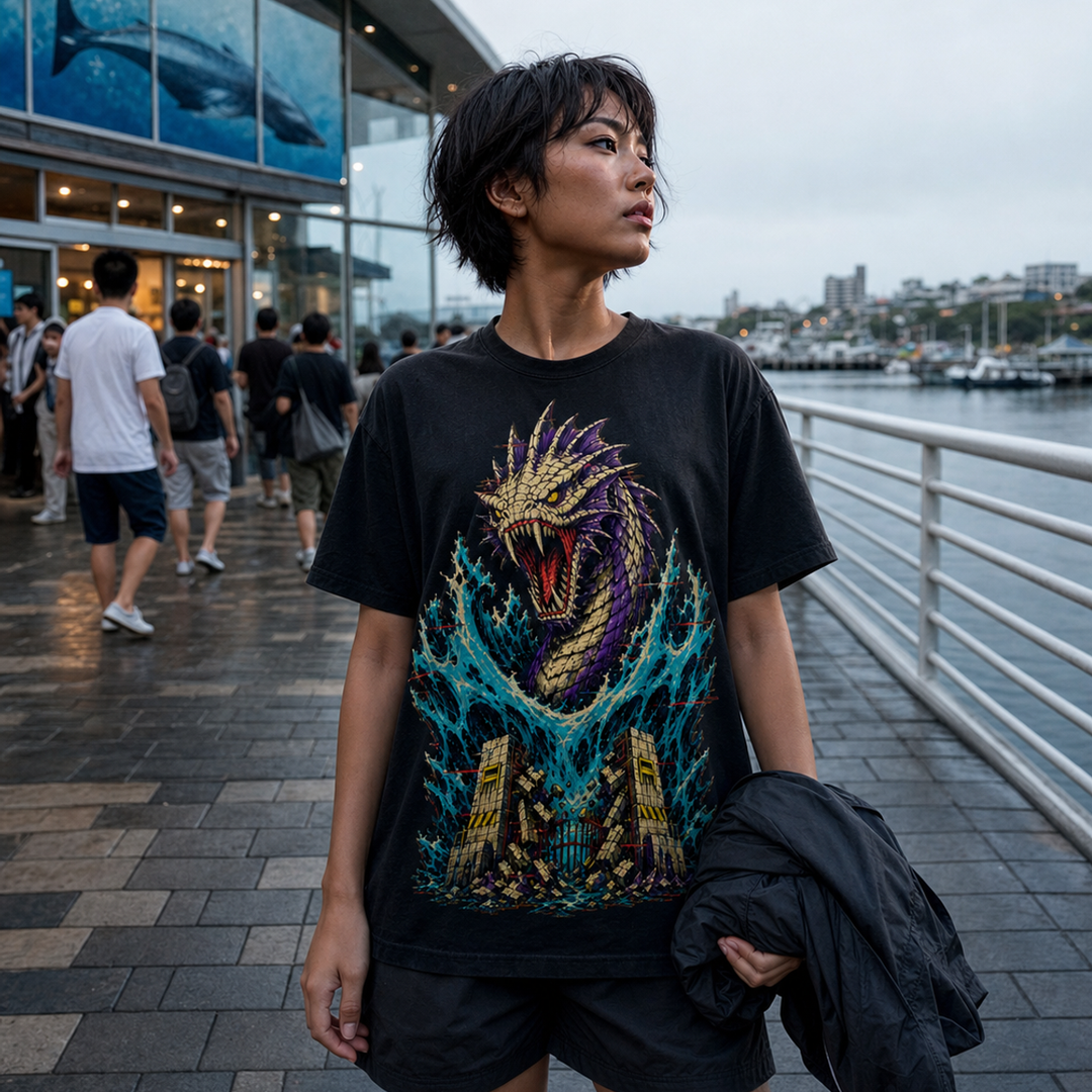 Tsunami Leviathan VHS Horror Graphic Tee