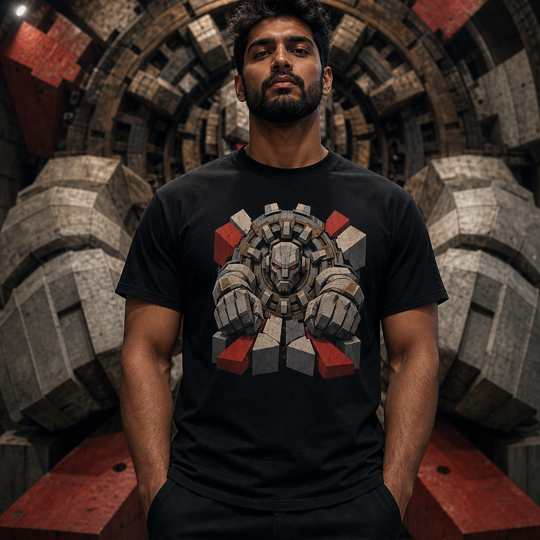 Tunnel-Borer Golem Brutalist Mythic Industrial Graphic Tee