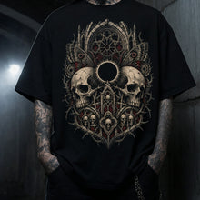 Twin Skull Eclipse Heavy Oversized Gothic Tee