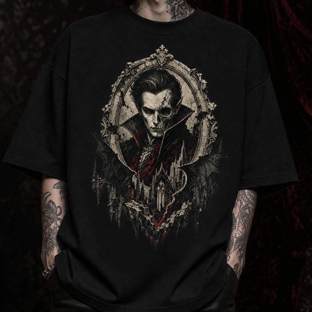 Vampire Ruin Portrait Heavy Oversized Gothic Tee