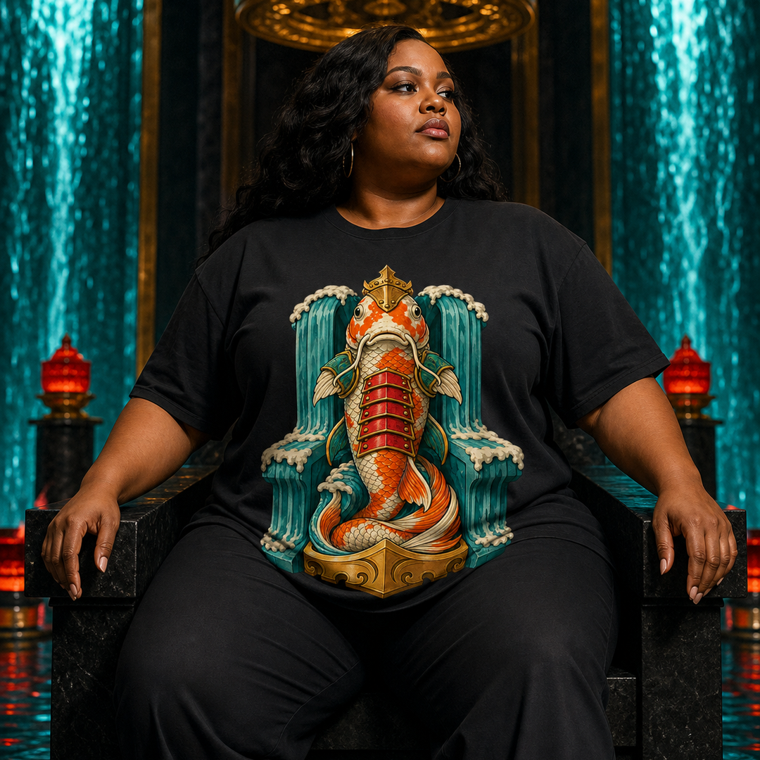 Waterfall Throne Surrealist Koi Samurai Graphic Tee